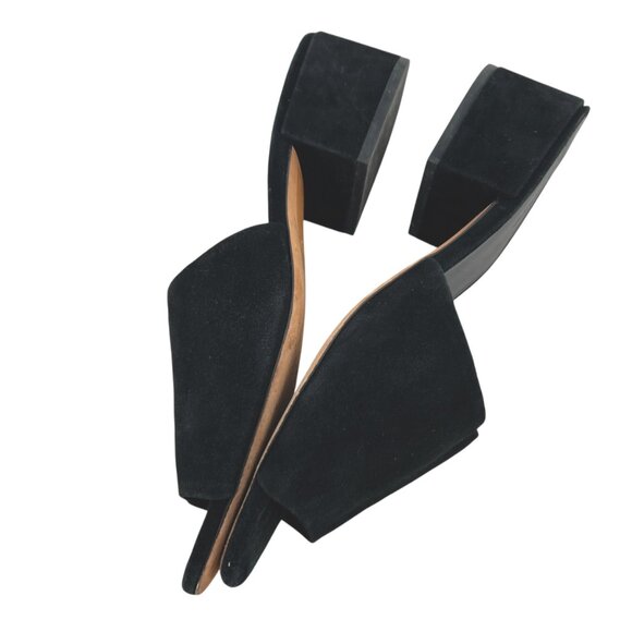 Vince Rachelle 2 Black Suede Block Heel Slide Sandals Womens Size 8.5 - Picture 3 of 11